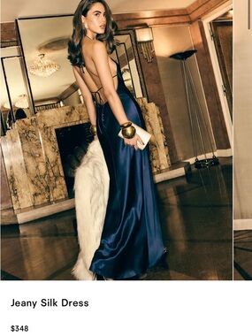 Reformation Jeany Silk Backless Evening Dress in Navy